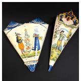 2 Quimper Cornet Wall Pockets