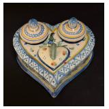 HR Quimper Heart Shaped Inkwell