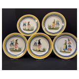 5 HenRiot Quimper Plates