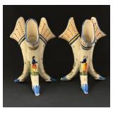 Pair HB Quimper Tri-corner Vases