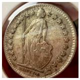 CH 1948 B 1/2 Franc Silver Coin