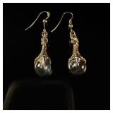 A Pair of Gothic Style Silver Tone Dragon Claw and Crystal Ball Drop Earrings