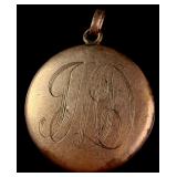 Antique Edwardian 10K Gold-Filled V.E. Black Co. Monogrammed Locket Dated 1914