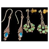 An Assortment of Southwestern Style Silver and Turquoise Earrings