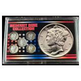 A Group of Five US Mercury Dimes in a 1995 SSCA Presentation Case