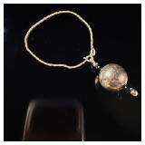 UnoAerre Italian Sterling Silver Textured Bead Pendant Bracelet