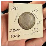 PL 1820 Silver 2 Zlote Alexander I Coin