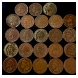 A Collection of US Indian Head One Cent Coins