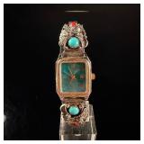 Sky Thunderbird Corporation Sterling Silver Ladies Native American Style Quartz Wristwatch