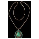 Sterling Silver and Turquoise Cluster Pendant Necklace