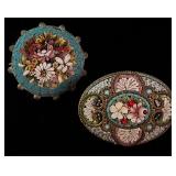 Two Italian Micro-Mosaic Floral Brooches