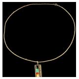 S & L Panteah Sterling Silver and Multi-Stone Inlay Pendant Necklace