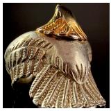 Two-Tone Sterling Silver Eagle Wrap-Around Statement Ring