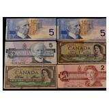 A Collection of CA Banknotes Including 1954, 1986, and 2001 Series