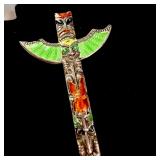 Sterling Silver and Enamel Lucky Totem Pole Souvenir Fork