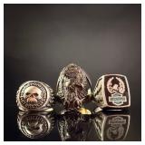 A Trio of Harley-Davidson Sterling Silver Rings