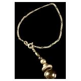 Italian Sterling Silver Figaro Chain Bracelet with Graduated Bead Drop