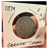 GER 1874-A 1 Mark Silver Coin