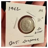 1942 UK Silver Sixpence