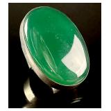 Sterling Silver and Chrysoprase Modernist Statement Ring