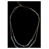 Southwest Style Sterling Liquid Silver and Blue Gemstone Double Strand Necklace