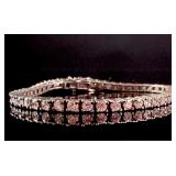 Sterling Silver Gold Tone Tennis Bracelet with Faceted Stones