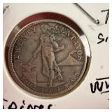 1944-D US Philippines Silver 20 Centavos Coin