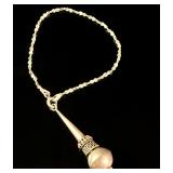 Sterling Silver Hanuman Gada Mace Pendant Necklace