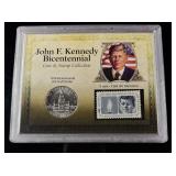 US 1776-1976 D Kennedy Half Dollar and 1964 5-Cent Stamp Set