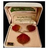A Nature Craft, Inc. 12 Karat Gold-Filled Necklace Featuring a Trio of Preserved Yellowstone Aspen Leaves