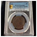 US 1798 Draped Bust Large Cent Second Hair Style PCGS Genuine F Detail