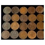 A Group of US Indian Head One Cent Coins Dated 1891 to 1905