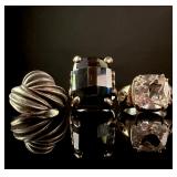 A Trio of Sterling Silver Cocktail Rings including a TOUS Swirl Dome Ring