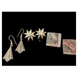A Trio of Matched Pairs of Sterling Silver Earrings including Tahe Navajo Drop Earrings
