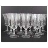 Set of 12 Cambridge Rose Point Crystal Footed Iced Tea Glasses