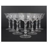 A Set of Ten Cambridge Rose Point Crystal Champagne Tall Sherbet Glasses