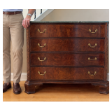 Hekman Burl Mahogany Serpentine Chest of Drawers with Green Marble Top