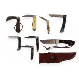 A Collection of Eight Case XX Folding and Fixed Blade Knives