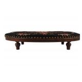 Large Oval Needlepoint Footstool with Floral Motif