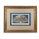 Hand-Colored Print of an 18th-Century Style Fan Leaf, Éventail