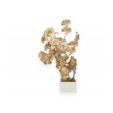 Ginkgo Leaf Sculpture on Marble Base