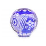 Cobalt Blue Cut-to-Clear Crystal Rose Bowl Vase