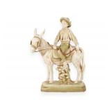 Large Austrian Bisque Porcelain Figurine of a Boy Riding a Donkey