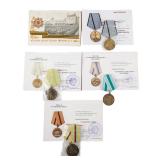 Postcard, 4 Medals with Documents