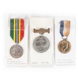 3 UK Medals QEII Crown, School Attendance, Islands