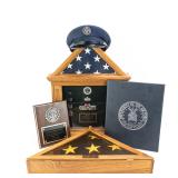 Burial Flag, USAF Display Case, Plaque, Cert, Cap