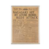 Framed Front Page NYSun 09Aug1945 Bombing Nagasaki