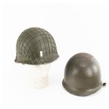 WWII US M1 Helmet Pair Fixed/Swive; Bales