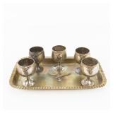 Luftwaffe Brass Tray with Cups / Goblets (5)