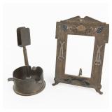 WWI Patriotic Picture Frame and Trench Art Ashtray